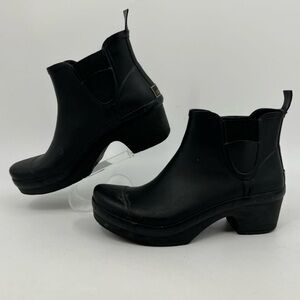 Dansko Black Chunky Heel Ankle Boots | Pull-On Style